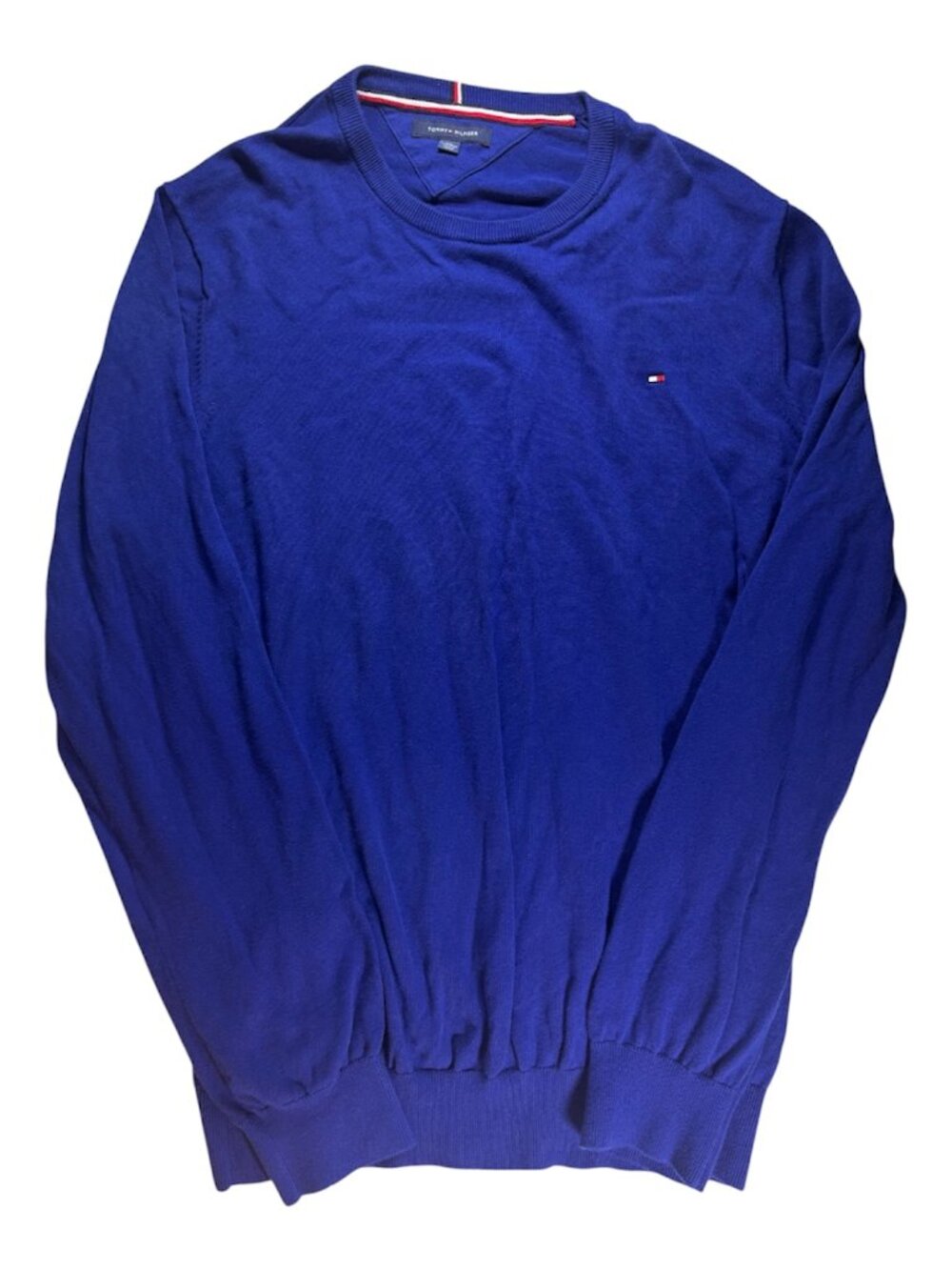 Tommy Hilfiger Crewneck Sweater Mens 2XL Blue Cotton Knit Flag Logo  (360)
